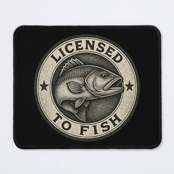 Item preview, Licensed to Fish – Vintage Fishing Badge Illustration designed and sold by EimSol.