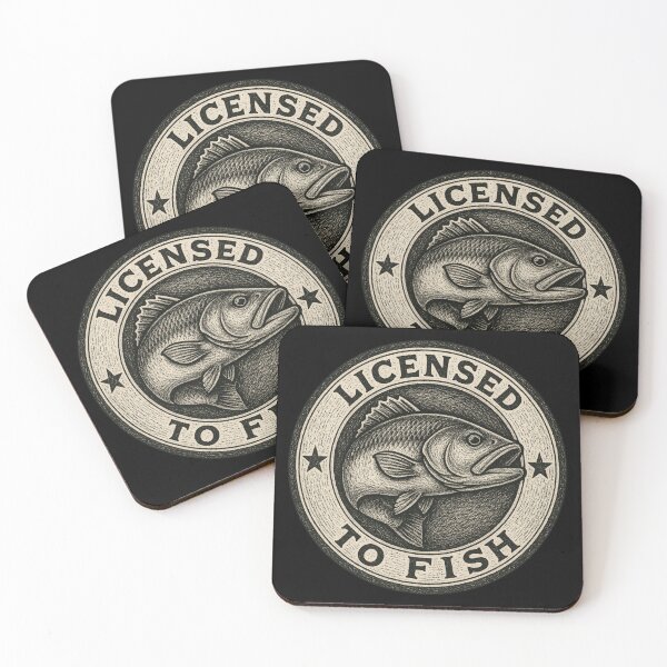 Item preview, Licensed to Fish – Vintage Fishing Badge Illustration designed and sold by EimSol.