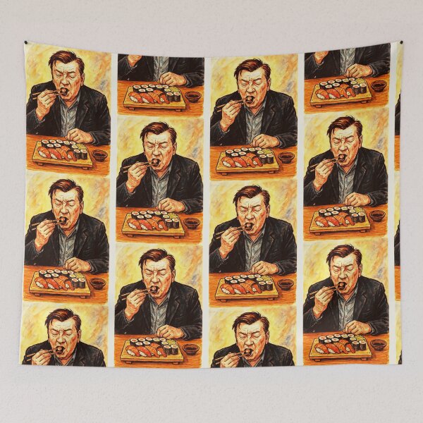 Item preview, Aki Kaurismaki - Comiendo sushi designed and sold by Sarcastic designs.