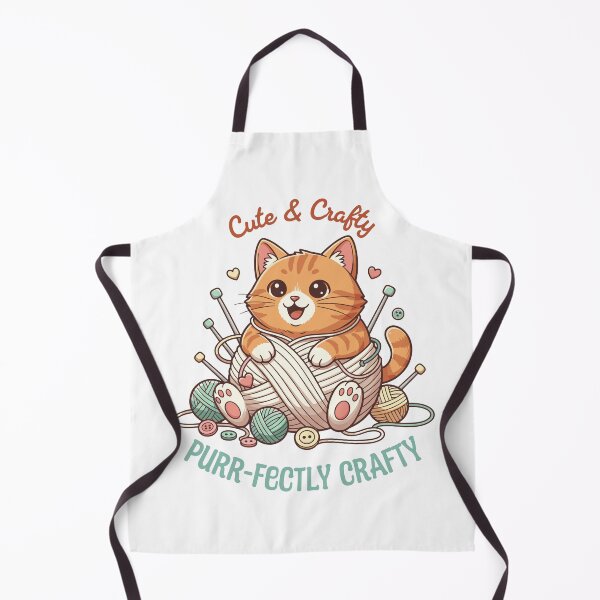 Item preview, Cute & Crafty Purr-fectly Crafty Kawaii Cat for Knitting Lovers designed and sold by DiverseDemand.