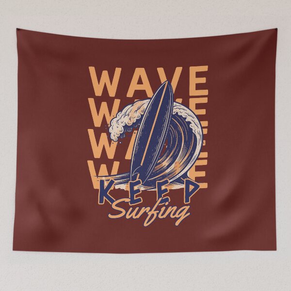 Item preview, Retro Surf Wave Design – Keep Surfing Vintage Surfboard Ocean Artwork designed and sold by DiverseDemand.