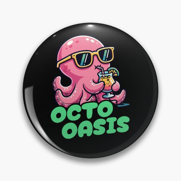 Item preview, Octo Oasis – Cool Kawaii Octopus With Sunglasses Drinking a Tropical Cocktail designed and sold by DiverseDemand.