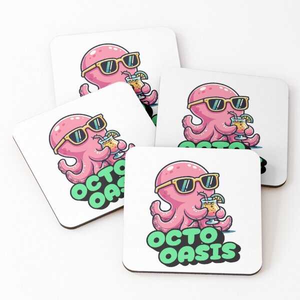 Item preview, Octo Oasis – Cool Kawaii Octopus With Sunglasses Drinking a Tropical Cocktail designed and sold by DiverseDemand.