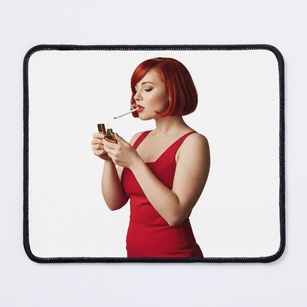 Item preview, Retro Femme Fatale in Red Dress Lighting Cigarette Illustration. designed and sold by Spark2Seduction.