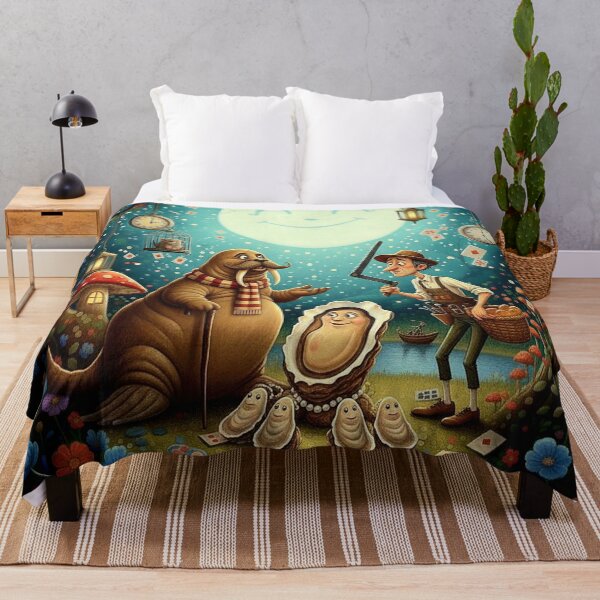 Item preview, Walrus and Carpenter Oysters Art Print - High Detail Pop Surrealism Through the Looking-Glass Painting designed and sold by Art's Diner.