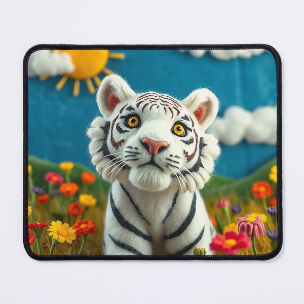 Item preview, Felted Friends A Sunny Day with the White Bengal Tiger designed and sold by CuddleFish Creations.