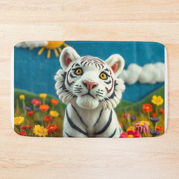 Item preview, Felted Friends A Sunny Day with the White Bengal Tiger designed and sold by CuddleFish Creations.