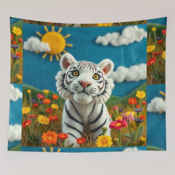 Item preview, Felted Friends A Sunny Day with the White Bengal Tiger designed and sold by CuddleFish Creations.