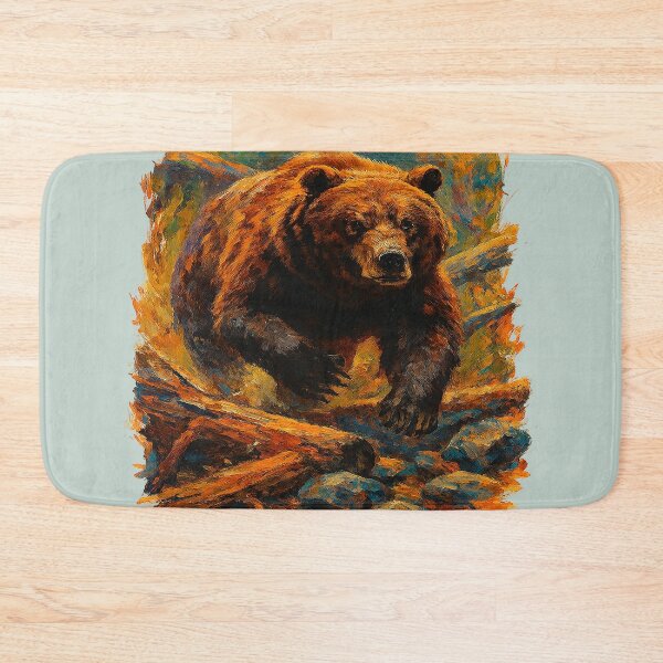 Item preview, Bear running, clearing a path, realistic painting designed and sold by the artedivino.