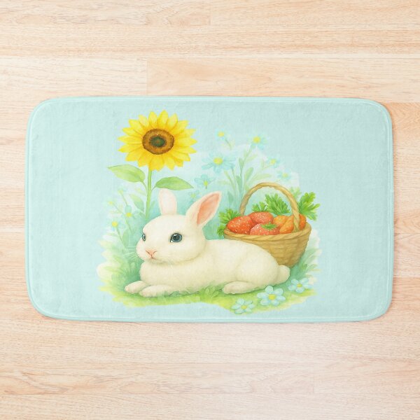 Item preview, Small rabbit among flowers and fruit in a realistic style painting designed and sold by the artedivino.