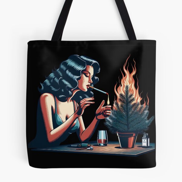 Item preview, Retro Pin-Up Girl Lighting Cigarette by Burning Tree. designed and sold by Spark2Seduction.