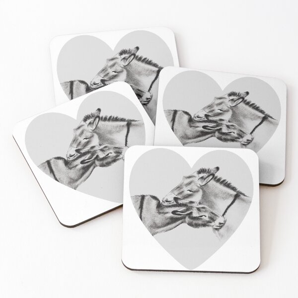 Item preview, Drawing of two donkeys scratching each other inside a heart - graphite version designed and sold by SylvieG18.