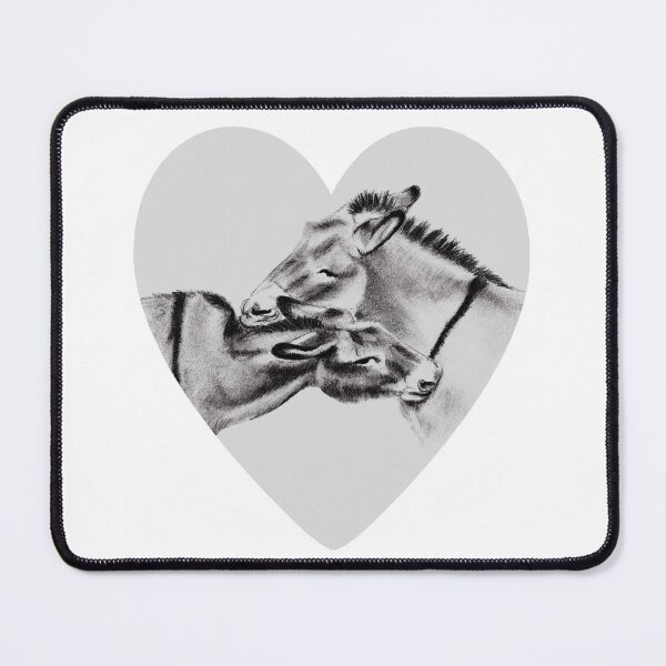 Item preview, Drawing of two donkeys scratching each other inside a heart - graphite version designed and sold by SylvieG18.