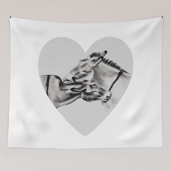 Item preview, Drawing of two donkeys scratching each other inside a heart - graphite version designed and sold by SylvieG18.