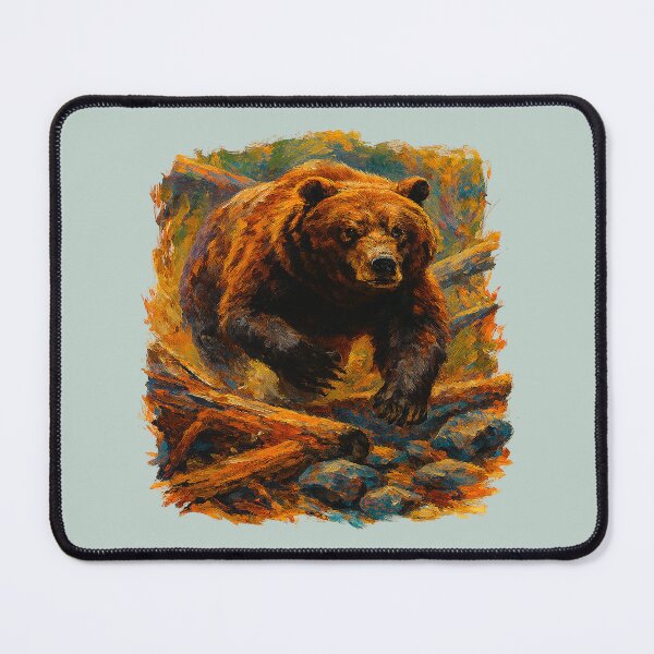 Item preview, Bear running, clearing a path, realistic painting designed and sold by the artedivino.