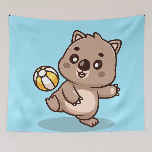 Item preview, Cute Wombat Playing Ball – Cartoon Vector Icon Illustration (Animal & Sport Theme) designed and sold by hjian8219.