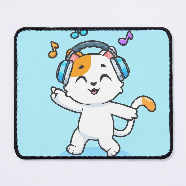 Item preview, Cute Cat Listening to Music with Headphones – Cartoon Vector Icon Illustration (Animal & Music Theme) designed and sold by hjian8219.