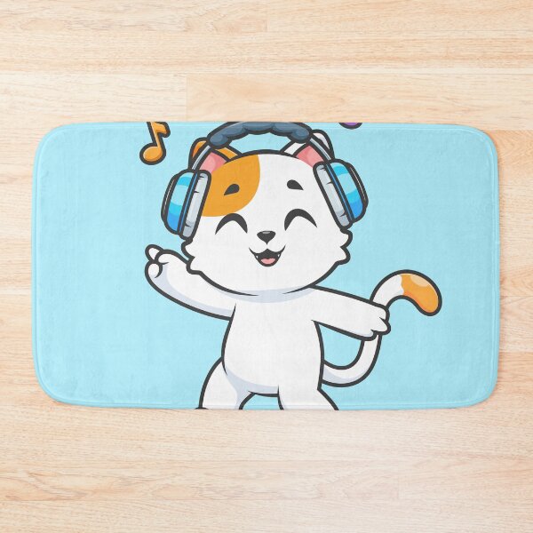 Item preview, Cute Cat Listening to Music with Headphones – Cartoon Vector Icon Illustration (Animal & Music Theme) designed and sold by hjian8219.