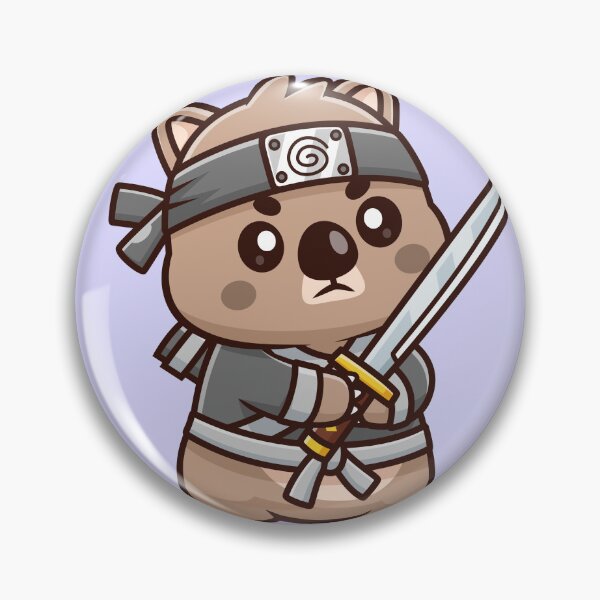 Item preview, Cute Wombat Ninja Holding Katana Sword – Cartoon Vector Icon Illustration (Animal & Holiday Theme) designed and sold by hjian8219.