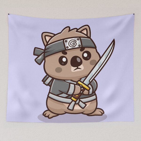 Item preview, Cute Wombat Ninja Holding Katana Sword – Cartoon Vector Icon Illustration (Animal & Holiday Theme) designed and sold by hjian8219.