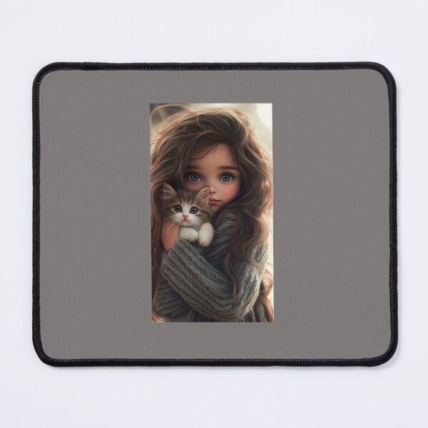 Item preview, Gentle Girl Holding a Kitten- Soft Aesthetic Art designed and sold by bykamilka.