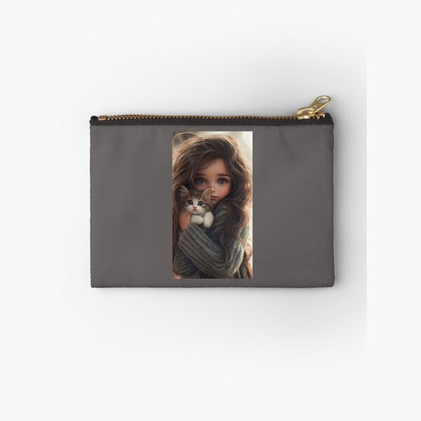 Item preview, Gentle Girl Holding a Kitten- Soft Aesthetic Art designed and sold by bykamilka.