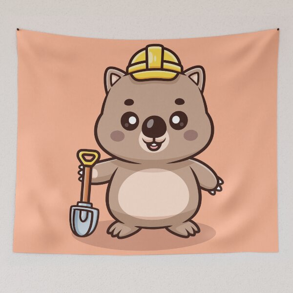 Item preview, Cute Wombat Handyman Holding Shovel – Cartoon Vector Icon Illustration (Animal & Building Theme) designed and sold by hjian8219.