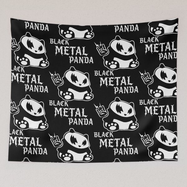 Item preview, Black Metal Panda – Horns Up designed and sold by Robert "Hellfish" Fonseca.