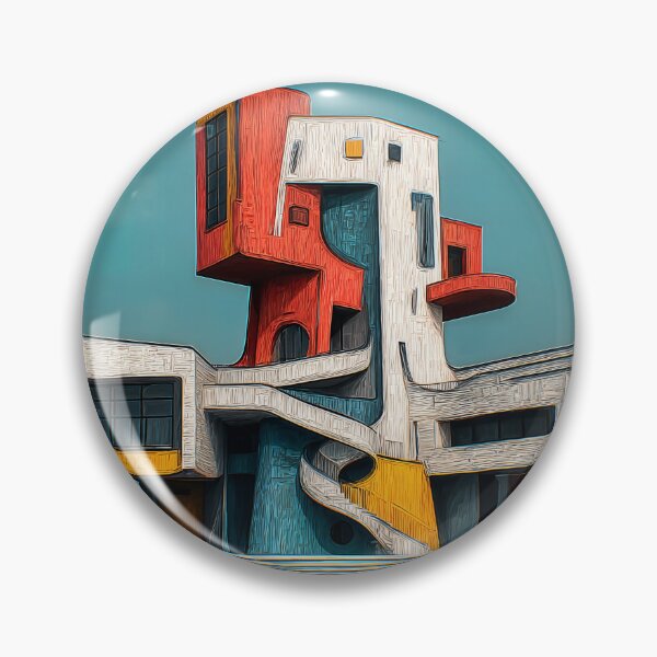 Item preview, Abstract Architectural Structure with Bold Red Yellow Blue and White Geometric Forms designed and sold by OlfactoART Studio.