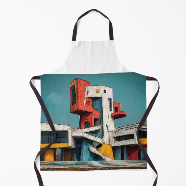 Item preview, Abstract Architectural Structure with Bold Red Yellow Blue and White Geometric Forms designed and sold by OlfactoART Studio.