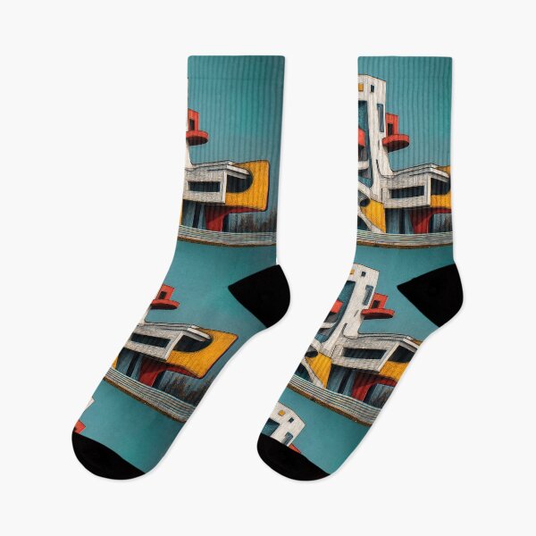 Item preview, Abstract Architectural Structure with Bold Red Yellow Blue and White Geometric Forms designed and sold by OlfactoART Studio.