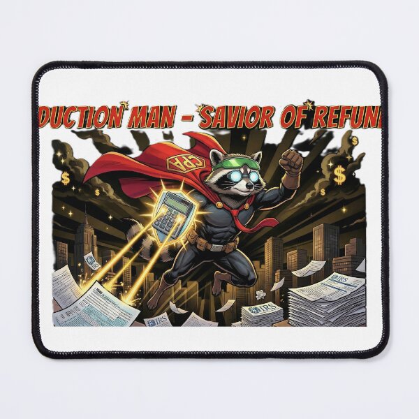 Item preview, Deduction Man Savior of Refunds Raccoon designed and sold by RaccoonCPA.