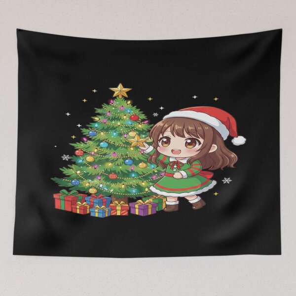 Item preview, Chibi anime girl decorating a Christmas tree designed and sold by KLSproduct.