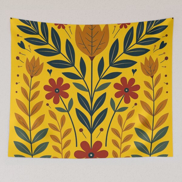 Item preview, Decorative Folk Art Flower Pattern – Rustic Botanical Design designed and sold by TroyTheTerrific.