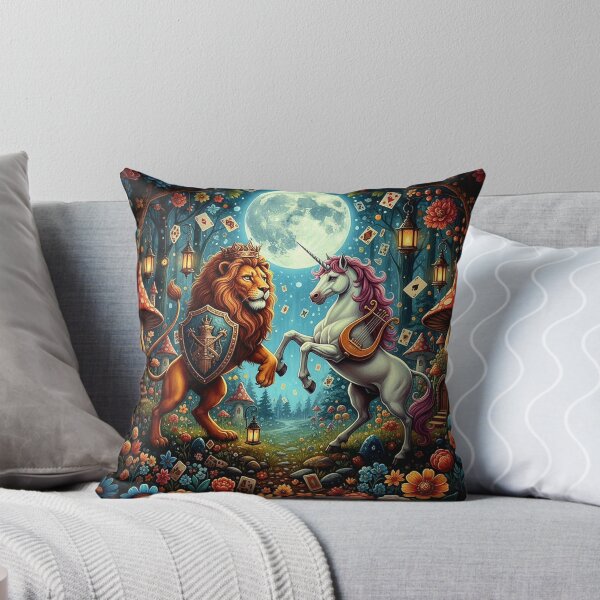 Item preview, Lion and Unicorn Battle Royal Art Print - High Detail Pop Surrealism Through the Looking-Glass Painting designed and sold by Art's Diner.