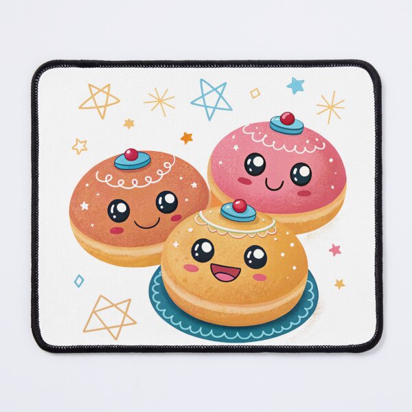 Item preview, Cute Hanukkah Donuts –Jewish Food Design Illustration designed and sold by A1MarketDesigne.