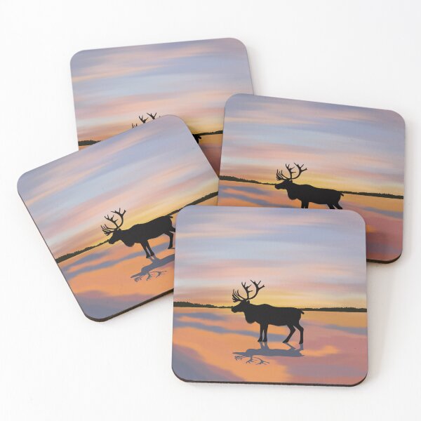 Item preview, Reindeer Silhouette Sunset Tundra  designed and sold by JLDxArt.