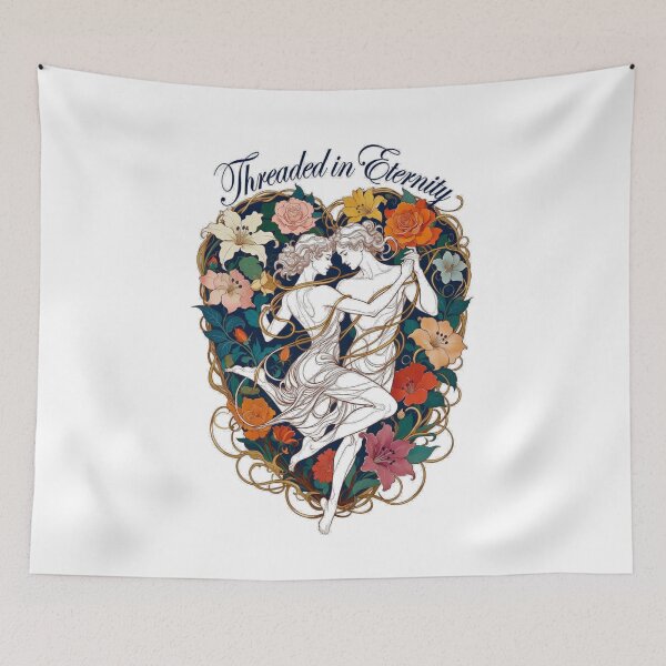 Item preview, Threaded in Eternity T-Shirt | Elegant Dancing Couple Golden Thread Floral Heart | Timeless Romance Anniversary Gift Tee designed and sold by YMLux.