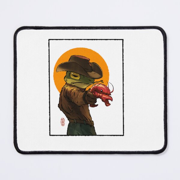 Item preview, Gunslinger Cowboy Western Frog With Pistol Shrimp Crawdad Artwork Drawing With Frame designed and sold by IsaGomes12.