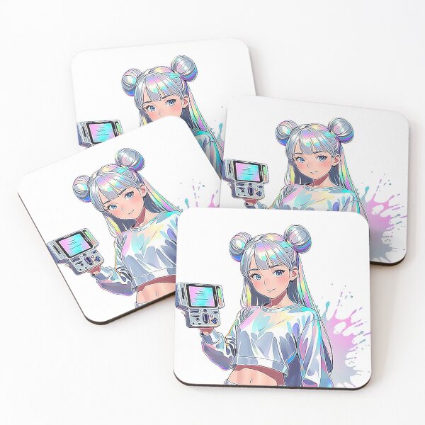 Item preview, Holographic Anime Girl with Game Console designed and sold by newvisionart191.