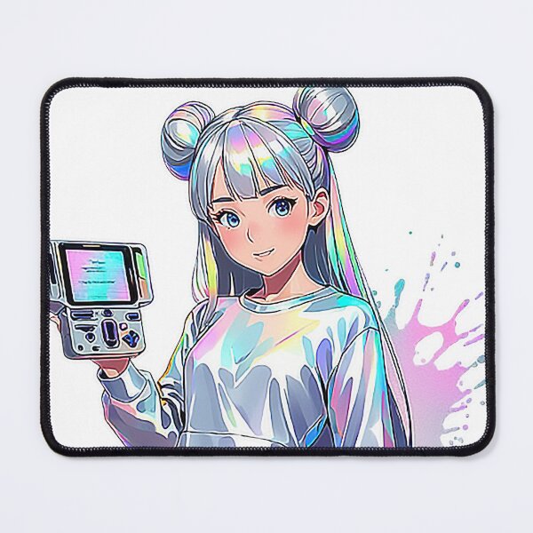 Item preview, Holographic Anime Girl with Game Console designed and sold by newvisionart191.
