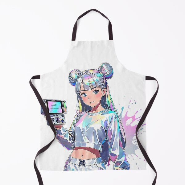 Item preview, Holographic Anime Girl with Game Console designed and sold by newvisionart191.