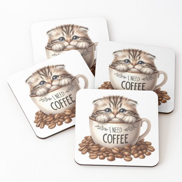 Item preview, Minimal Cute Cat Coffee Stickers – Cozy Café Style Cat Bundle designed and sold by Lulunza.