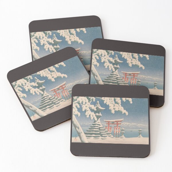 Item preview, Vintage, Puzzle, woodblock, Shrine and Snow by Hasui Kawase designed and sold by VintageJapan for Japanese woodblock, Ukiyoe, Retro art and more.