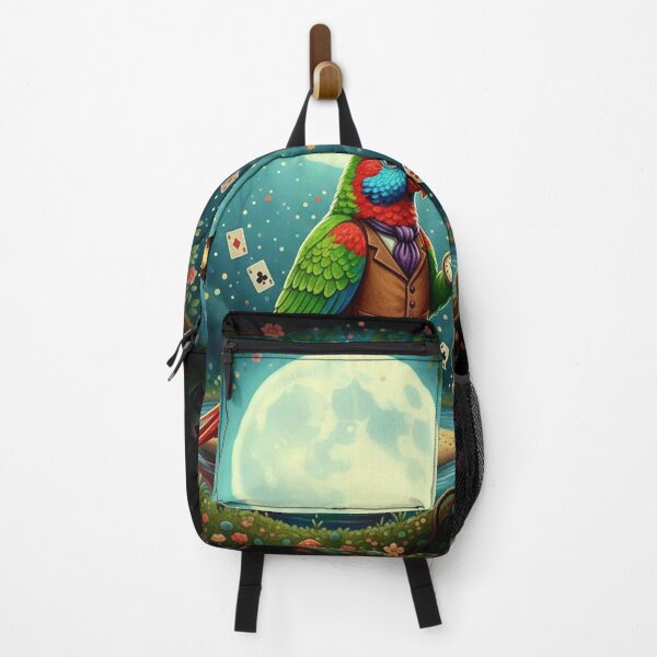 Item preview, Colorful Lory Bird with Pocket Watch Art Print - High Detail Pop Surrealism Alice in Wonderland Painting designed and sold by Art's Diner.
