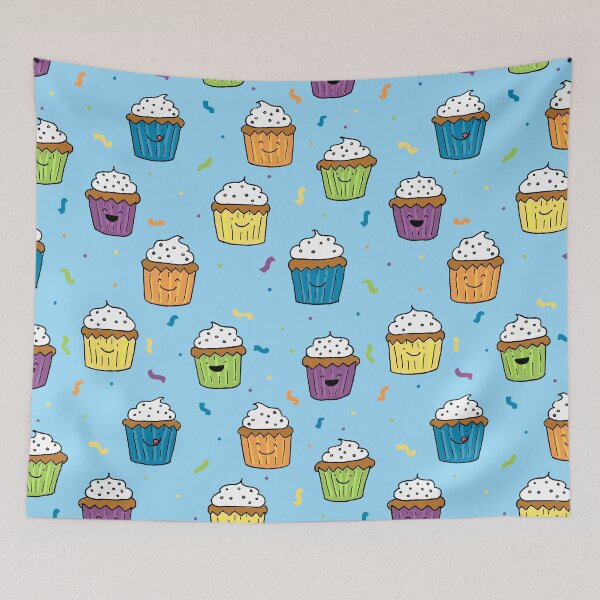 Item preview, Cupcake pattern blue background designed and sold by Claire Lordon.