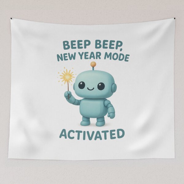 Item preview, Cute Robot with Sparkler - Beep Beep, New Year Mode: Activated | New Year Celebration designed and sold by Moons Studio.