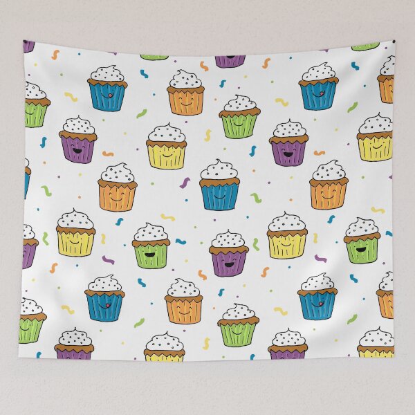 Item preview, Happy cupcakes white background designed and sold by Claire Lordon.