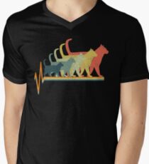 Retro cats heartbeat pulse I love Men's V-Neck T-Shirt