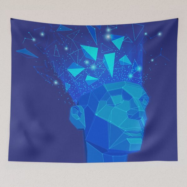 Item preview, machine learning or artificial intelligence, graphic of man head with futuristic element designed and sold by NiamLab.